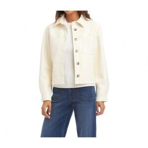 NEW KAREN KANE faux leather cropped jacket in off white